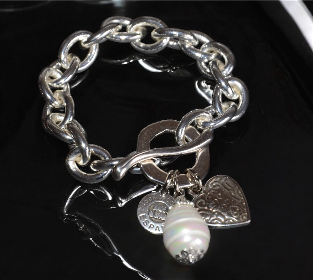 Shell pearl charm heart charm bracelet