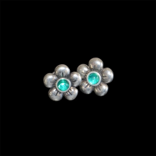 Otro Flower stud Earring-Green西班牙耳環