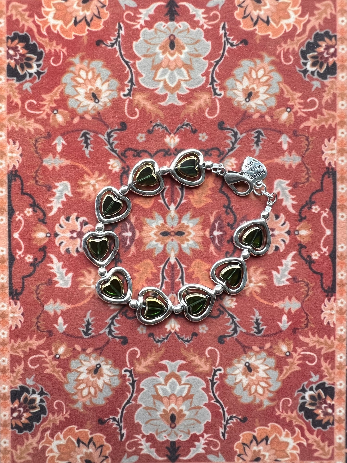 Otro Accessorio Heart Charm Bracelet-Green西班牙手鏈
