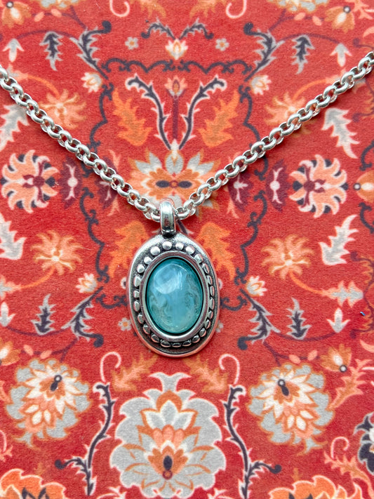 Otro 西班牙橢圓寶石圓頸鍊（Turquoise)