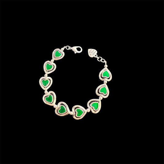 Otro Accessorio Heart Charm Bracelet-Green西班牙手鏈