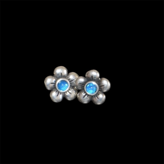 Otro Flower stud Earring-Blue西班牙耳環