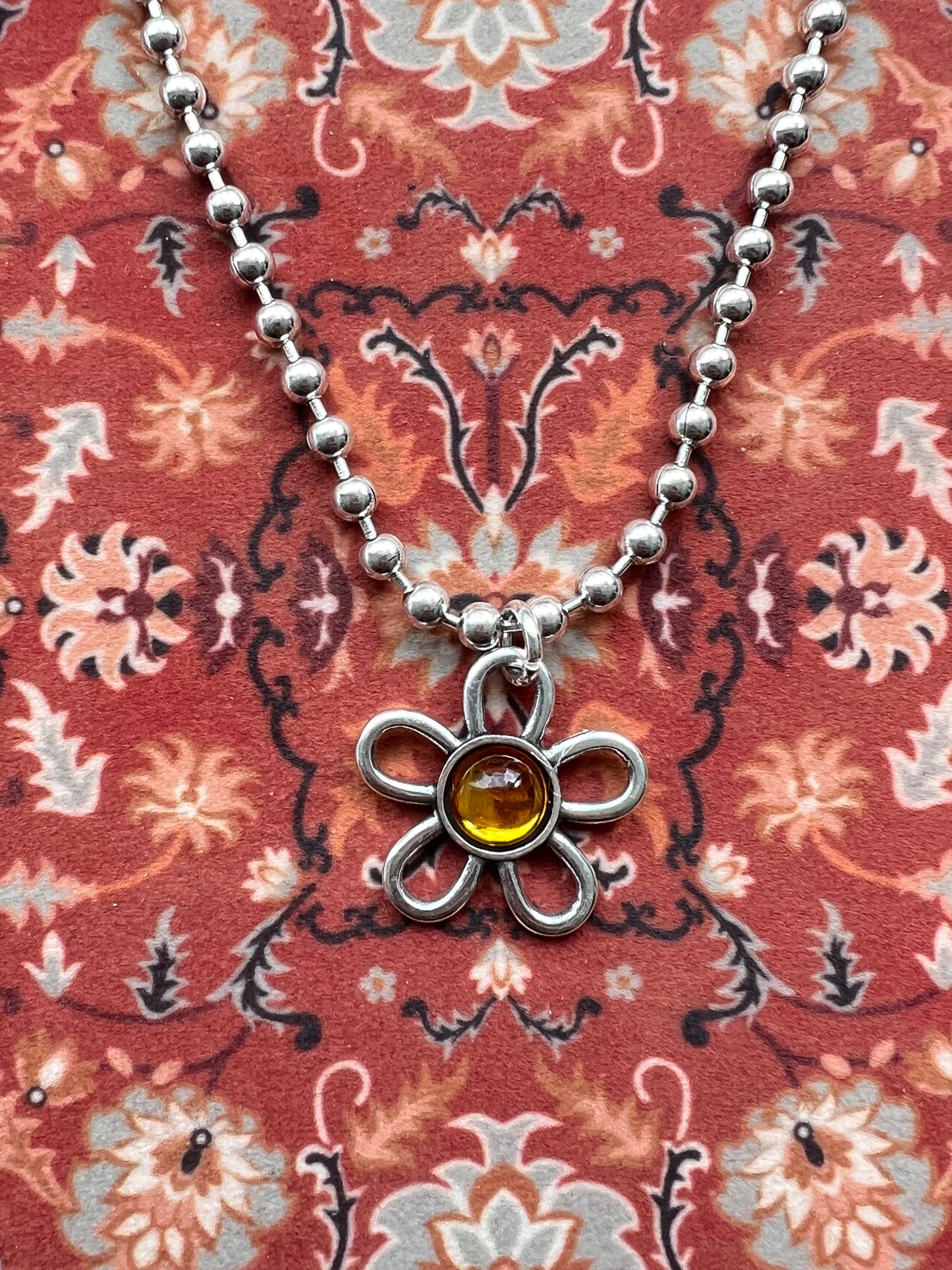Otro 西班牙飾物】Otro Accesorio 圓珠鍊花花頸鍊 (Ball Chain Necklace with