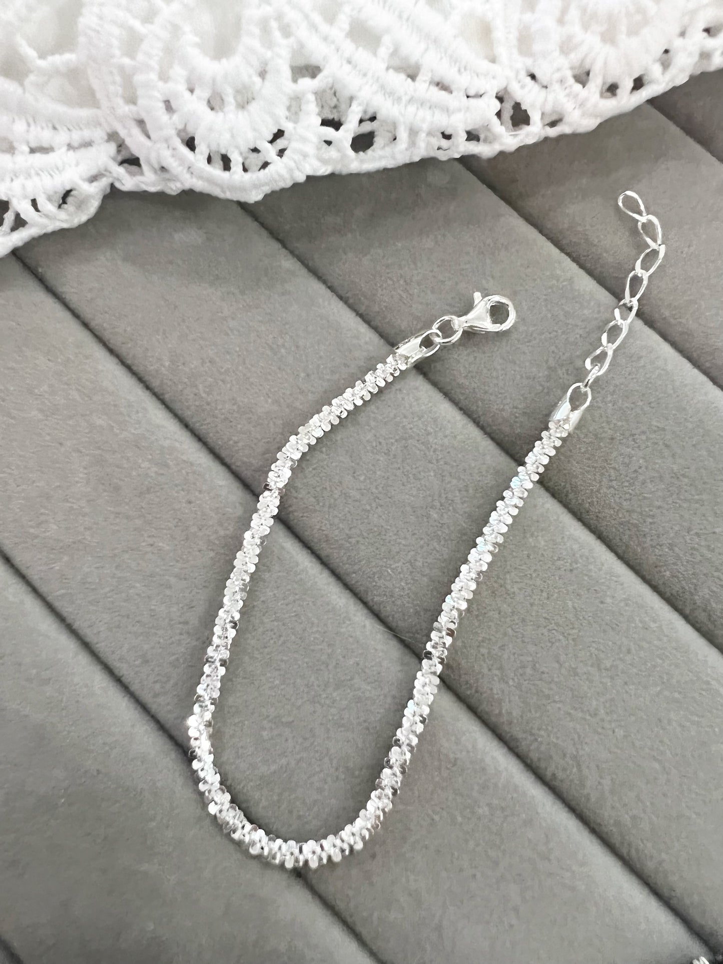 Rock chain bracelet silver