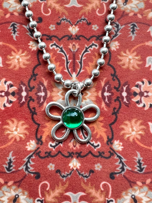 Otro 西班牙飾物】Otro Accesorio 圓珠鍊花花頸鍊 (Ball Chain Necklace with