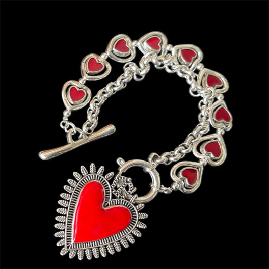 Otro Accessorio Heart Charm Bracelet-Red西班牙手鏈