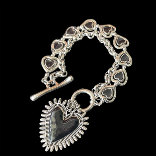 Otro Accessorio Heart Charm Bracelet-Black西班牙手鏈